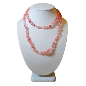 Vintage Handcrafted Cherry Quartz Beaded Necklace.